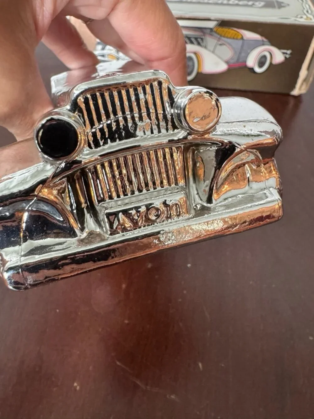 Vintage Avon Silver Duesenberg Oland Aftershave Bottle Collectable FULL